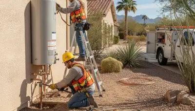 Plumber repairing a leak in Chandler, AZ for reliable plumbing service
